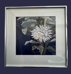 Framed Chrysanthemum Embroidery Against A Dark Backdrop -shippable