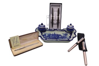 Vintage Pens And Inkwell Collection-SHIPPABLE