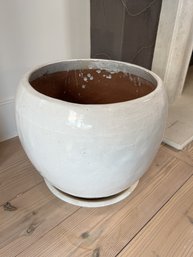 Dessert White Ceramic Planting Pots With Underplate 2 Of 2