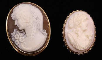 18K And 14k Yellow Gold Vintage Cameos -SHIPPABLE