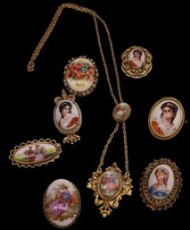 8 Vintage Limoges Cameo Pins And More-SHIPPABLE