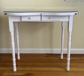 Vintage White Kidney Shaped Vanity With Glass