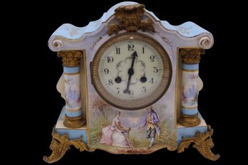 Beautiful Antique French Porcelain Mantel  Clock-SHIPPABLE