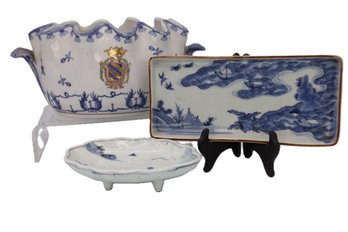 Antique Chinese Export Blue And White Serving Pieces-SHIPPABLE