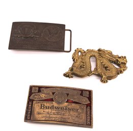 Tiffany Studios Volkswagen, Budweiser And Dragon Belt Buckle