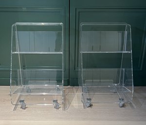 Crate And Barrel Acrylic Rolling Book Carts