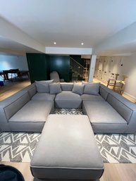 Arhaus Coburn Six Piece Pit Sectional Sofa In Soft Gray With Decorative Pillows