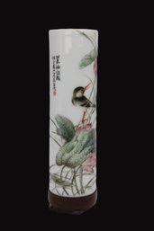 Qian Long Nian Zhi Chinese Vase With Wooden Base-SHIPPABLE