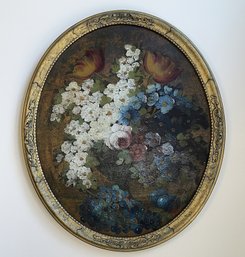 Oil On Canvas Flower Oval Painting -shippable