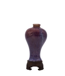 Antique Chinese Flambe Meiping Porcelain Vase With Stand-SHIPPABLE