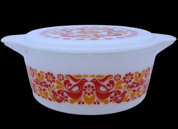 1970's Pyrex Friendship Pattern Casserole Dish With Lid-SHIPPABLE