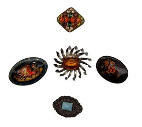 5 Vintage Brooches- STERLING, AUSTRIAN CRYSTAL , MORE-SHIPPABLE