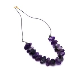 Vintage Amethyst Faceted Bead Necklace   -SHIPPABLE