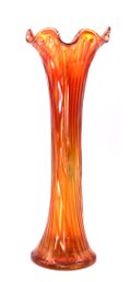Fenton Swung Vase Carnival Glass Iridescent Marigold - SHIPPABLE