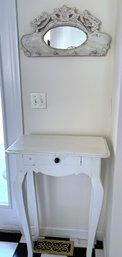 High White Table With Cabriole Legs And Coat Rack With Mirror