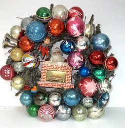 Christmas Wreath With Vintage Ornaments- Shippable
