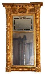 Impressive Gilt Wooden Mirror With Shell Motif And Eagle-shippable