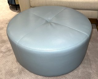Buttery Soft Leather Ottoman/table In A Grayish Light Blue
