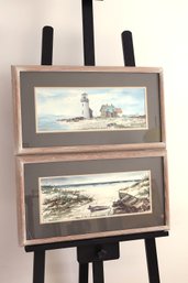 Pair Of Watercolors By American Artist Rolandas Vilkauskas 1963 -signed -shippable