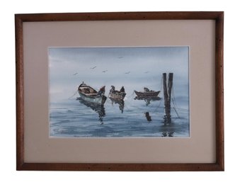 Framed Vintage Watercolor Signed By Rolandas Vilkauskas -shippable