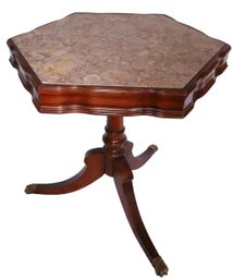 Early Vintage Tri Leg Table With Hexagon Marble Top