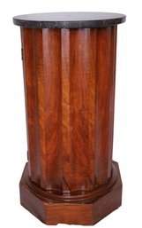 Nice Fluted Column Table With Black And White Marble Top