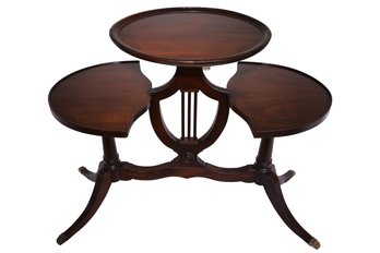 Vintage Three Tiered Mahogany Lyre Harp Plant-stand