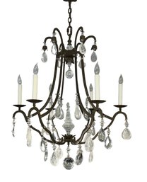 Dennis And Leen Stunning Iron And Rock Crystal Six Light Chandelier