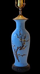 Vintage Hand Painted Prunus Blossoms Japanese Kutani Table Lamp -shippable