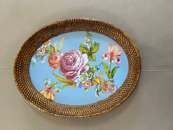 Beautiful Mckenzie Child Tray Rattan And Enamel-shippable