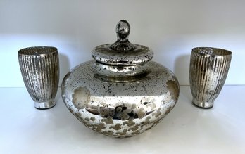 Handmade Mercury Glass Container And Votive Holders- Shippable
