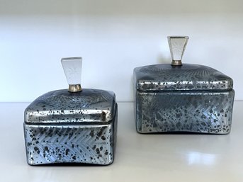 Handcrafted Mercury Glass With Lidded Tops-shippable