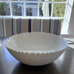 Large Bianca Lorenne Zigzag Salad White Bowl-shippable