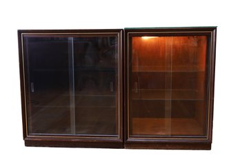Two Piece Mid Century Modern- Bar And Or Display Lighted Cabinet Compact