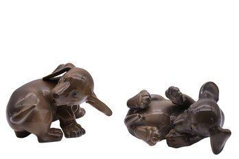 Pair Of Royal COPENHAGEN Dachshund Puppy Figurines-SHIPPABLE