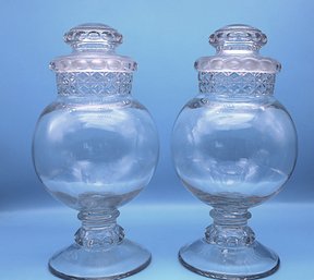 Antique Large  Glass Apothecary Candy Globe Jar Tiffin Dakota W Lid Art Deco Large-shippable