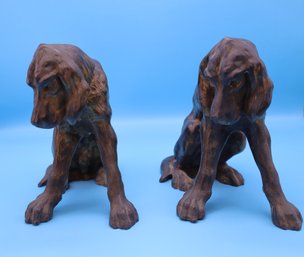 Pair Of JL Drucklieb Bronze Hound Dog Sculpture-shippable