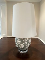 Green With White Swirl Pattern On Acrylic Base Table Lamp