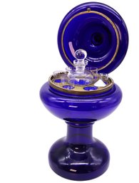 BEAUTIFUL 1940's Art Deco Cobalt Blue Bohemian Glass Decanter And Cordial Set-SHIPPABLE