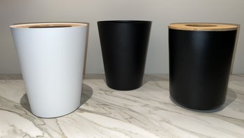 3 Steel Waste Basket Black And White- Shippable