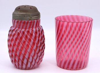 Cranberry Opalescent Reverse Swirl Set- Shippable