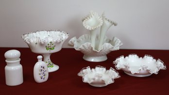 Lovely Collection Of FENTON Milk Glass Pieces -shippable