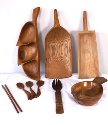 Wooden Mid-Century Serving Pieces -shippable