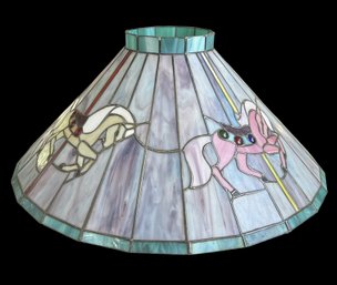 Stained Glass Tiffany Style Hanging Light Carousel Horses
