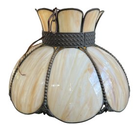 Vintage Bent Slag Glass Lamp Shade