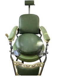 1920's Emil J Paidar  Chair With Green Upholstery And Porcelain Enamel Base Metal