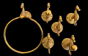 Brass Seahorse Hooks & Towel Holder -shippable