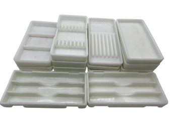 13 Vintage Milk Glass Dental Instrument Trays- Shippable