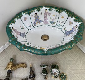SHERLE WAGNER Luxury  Hand-painted Sink & Faucet Italy