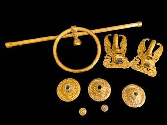 22k Gold Plated SHERLE WAGNER Swan Shelf Holder, Faucet, Crystal Handles, Towel Holder,more -shippable